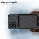 Carbon Fiber Leather Card Magsafe Case For iPhone 11 Pro(Black)