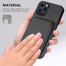 Carbon Fiber Leather Card Magsafe Case For iPhone 11 Pro(Black)