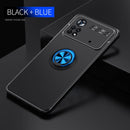 For Xiaomi Poco X4 Pro 5G Metal Ring Holder TPU Phone Case(Black+Blue)