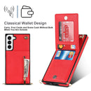 For Samsung Galaxy S22 5G Cross-body Square Zipper Card Holder Bag Phone Case(Red)