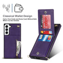 For Samsung Galaxy S22 5G Cross-body Square Zipper Card Holder Bag Phone Case(Purple)