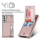 For Samsung Galaxy S22 5G Cross-body Square Zipper Card Holder Bag Phone Case(Rose Gold)