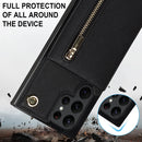 For Samsung Galaxy S22 Ultra 5G Cross-body Square Zipper Card Holder Bag Phone Case(Black)