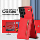 For Samsung Galaxy S22 Ultra 5G Cross-body Square Zipper Card Holder Bag Phone Case(Red)