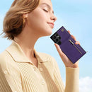For Samsung Galaxy S22 Ultra 5G Cross-body Square Zipper Card Holder Bag Phone Case(Purple)