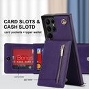 For Samsung Galaxy S22 Ultra 5G Cross-body Square Zipper Card Holder Bag Phone Case(Purple)