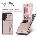For Samsung Galaxy S22 Ultra 5G Cross-body Square Zipper Card Holder Bag Phone Case(Rose Gold)