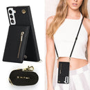 For Samsung Galaxy S21 FE 5G Cross-body Square Zipper Card Holder Bag Phone Case(Black)
