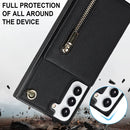 For Samsung Galaxy S21 FE 5G Cross-body Square Zipper Card Holder Bag Phone Case(Black)