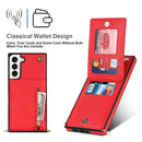 For Samsung Galaxy S21 FE 5G Cross-body Square Zipper Card Holder Bag Phone Case(Red)