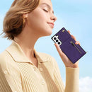 For Samsung Galaxy S21 FE 5G Cross-body Square Zipper Card Holder Bag Phone Case(Purple)