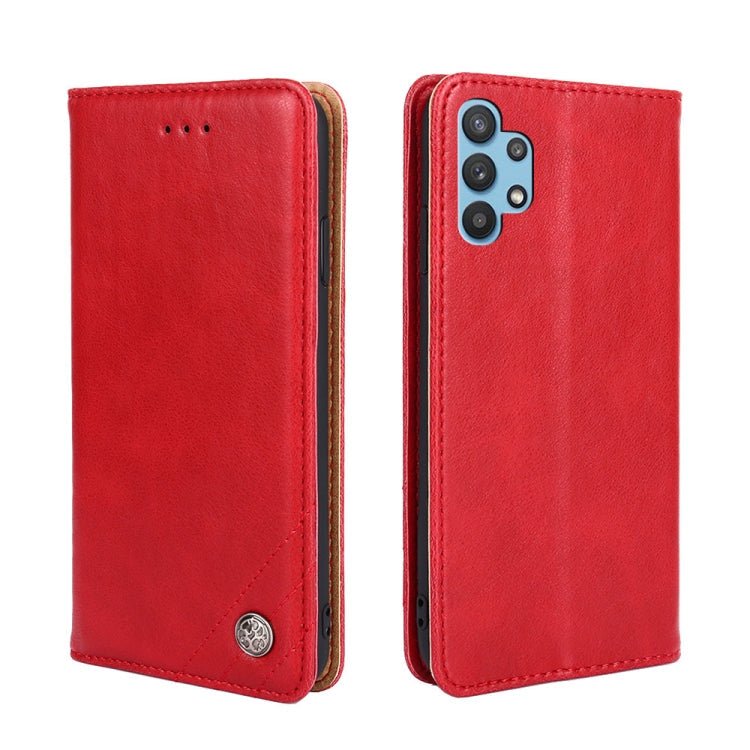 For Samsung Galaxy M32 5G Non-Magnetic Retro Texture Leather Phone Case(Red)