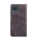 For Samsung Galaxy A12 Non-Magnetic Retro Texture Leather Phone Case(Grey)