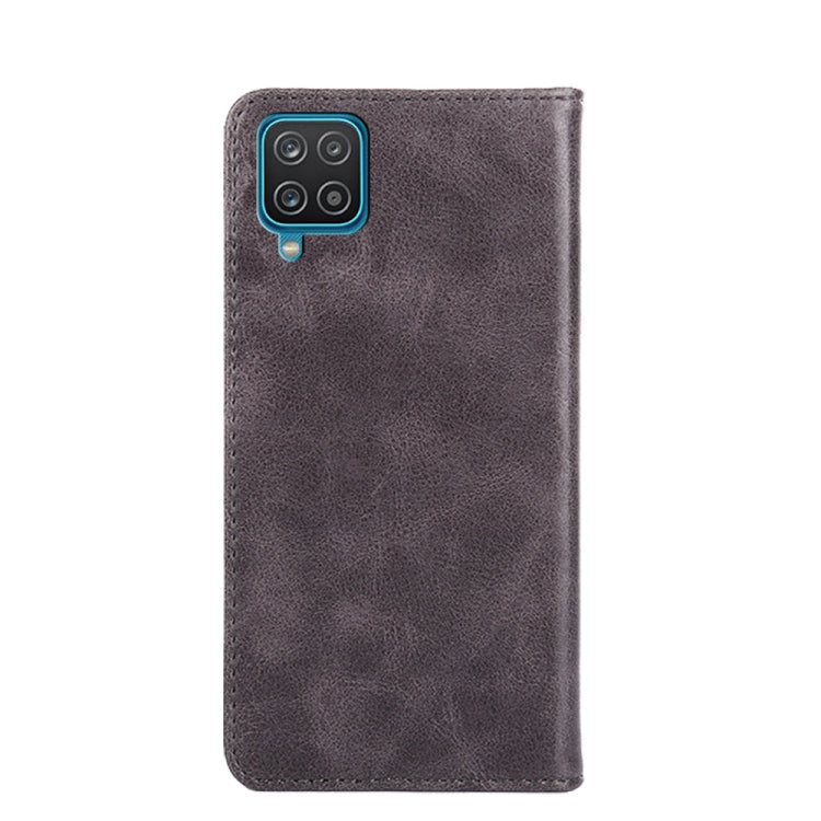 For Samsung Galaxy A12 Non-Magnetic Retro Texture Leather Phone Case(Grey)