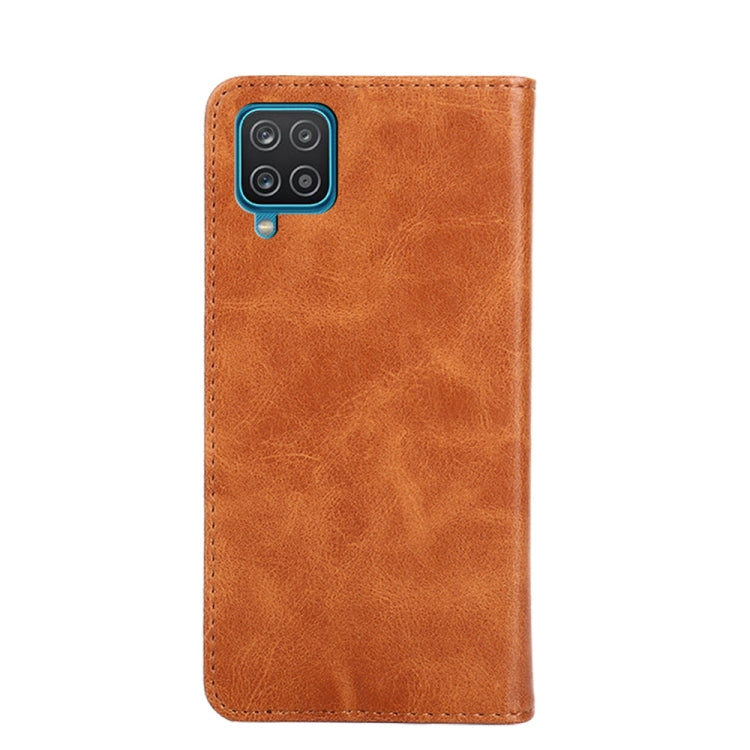 For Samsung Galaxy A12 Non-Magnetic Retro Texture Leather Phone Case(Brown)