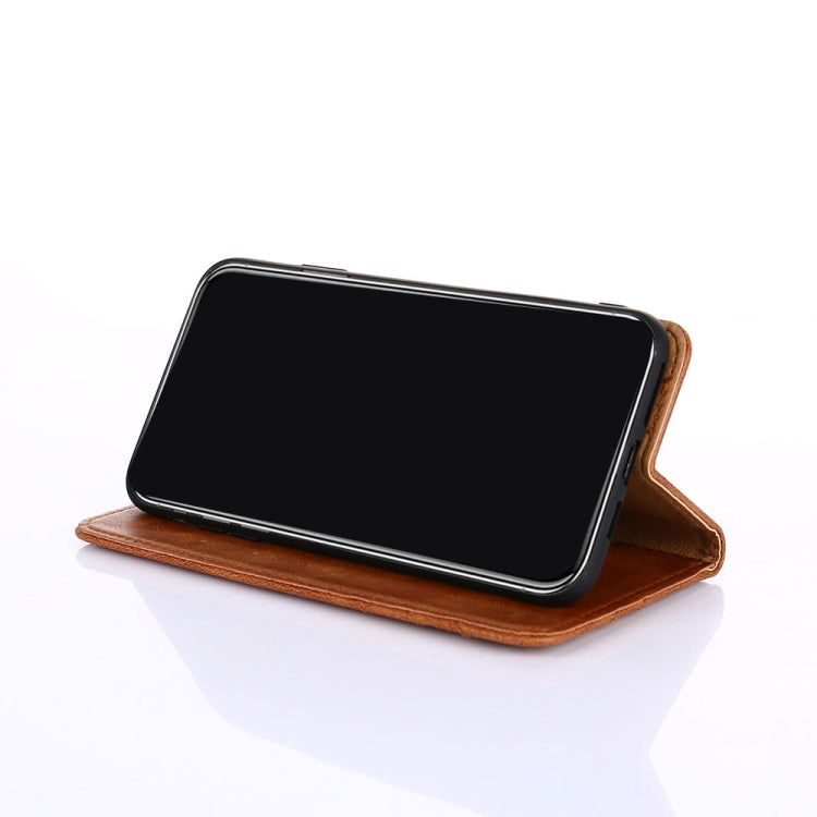 For Samsung Galaxy A12 Non-Magnetic Retro Texture Leather Phone Case(Brown)