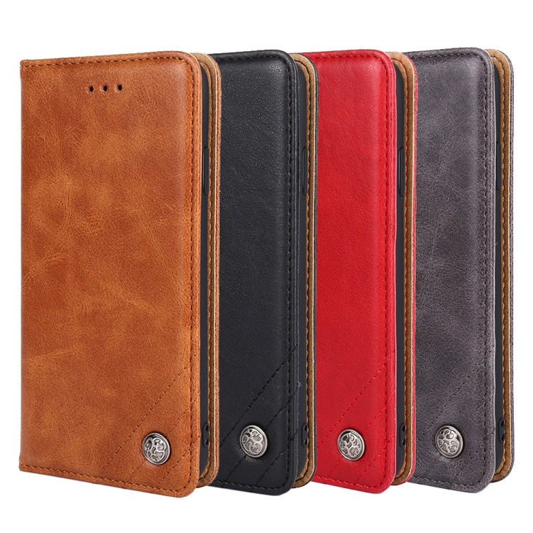 For Samsung Galaxy A12 Non-Magnetic Retro Texture Leather Phone Case(Brown)