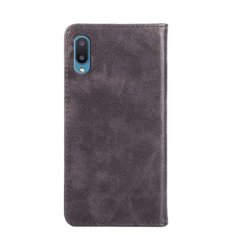 For Samsung Galaxy A02 Non-Magnetic Retro Texture Leather Phone Case(Grey)