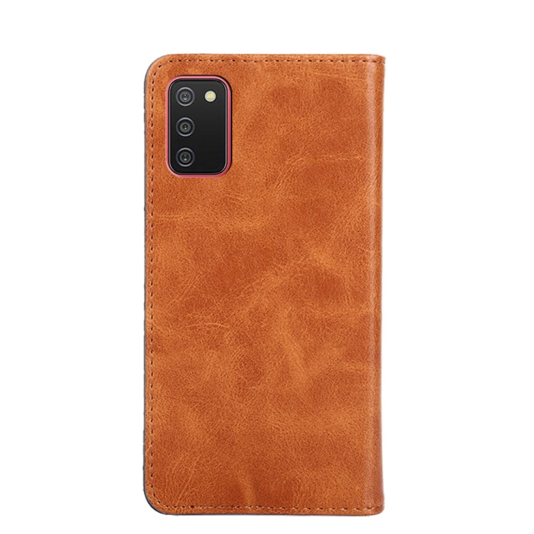 For Samsung Galaxy A02s 164mm Non-Magnetic Retro Texture Leather Phone Case(Brown)