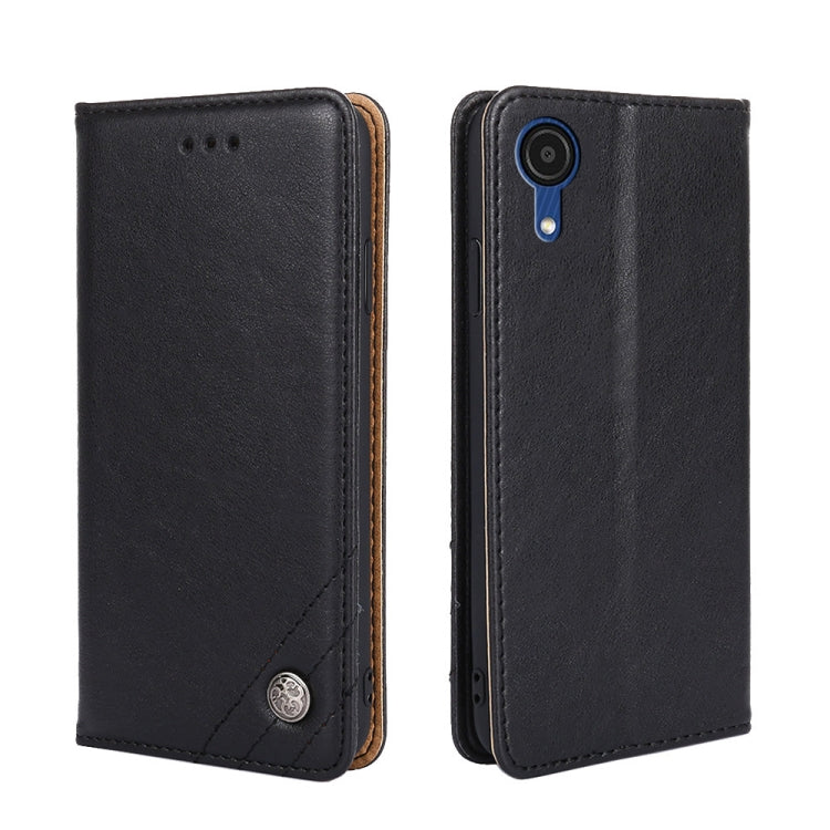 For Samsung Galaxy A03 Core Non-Magnetic Retro Texture Leather Phone Case(Black)