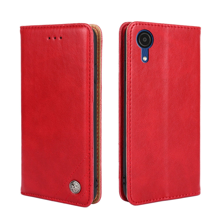For Samsung Galaxy A03 Core Non-Magnetic Retro Texture Leather Phone Case(Red)