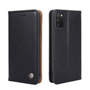 For Samsung Galaxy A03s 164mm Non-Magnetic Retro Texture Leather Phone Case(Black)