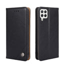 For Samsung Galaxy A22 4G Non-Magnetic Retro Texture Leather Phone Case(Black)