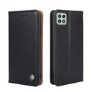 For Samsung Galaxy A22 5G Non-Magnetic Retro Texture Leather Phone Case(Black)