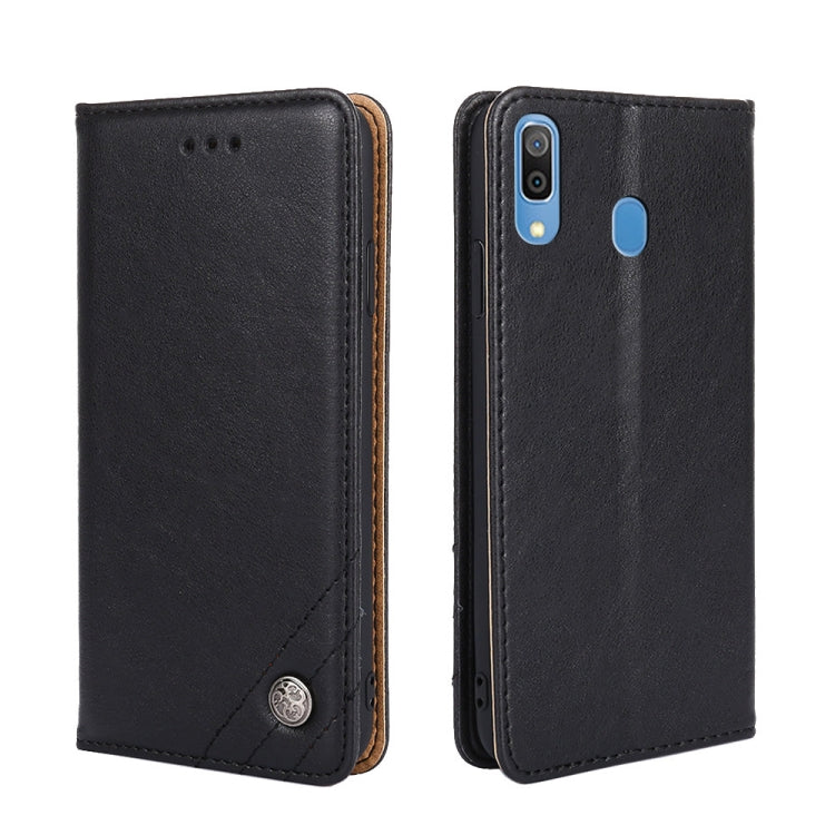 For Samsung Galaxy A30 JP Version Non-Magnetic Retro Texture Leather Phone Case(Black)