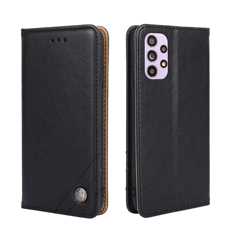 For Samsung Galaxy A33 5G Non-Magnetic Retro Texture Leather Phone Case(Black)