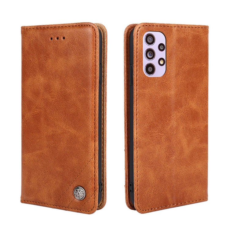 For Samsung Galaxy A33 5G Non-Magnetic Retro Texture Leather Phone Case(Brown)