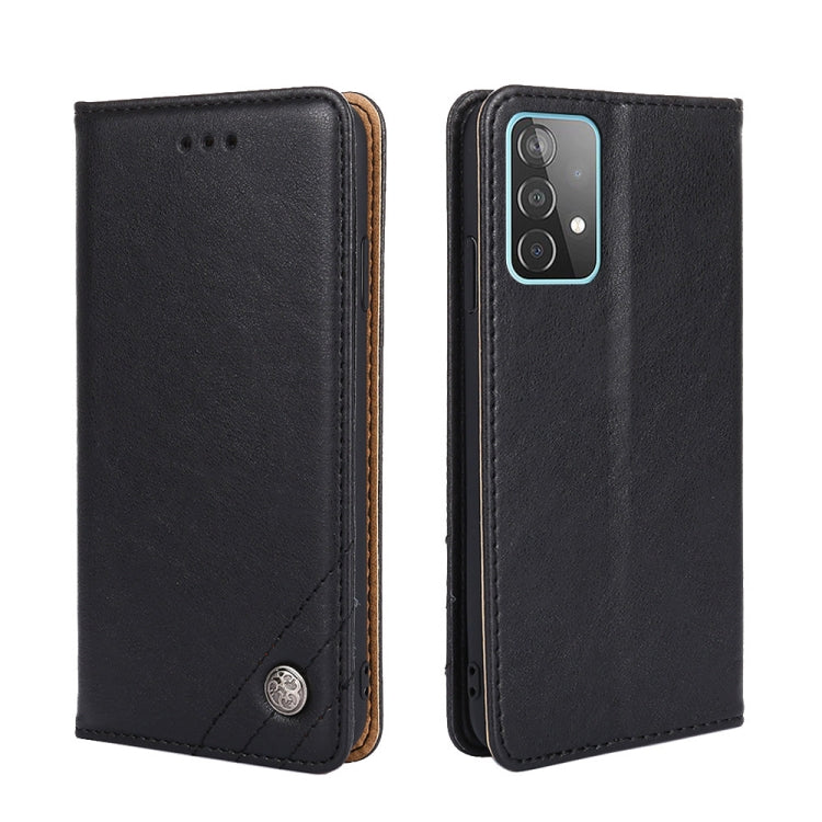 For Samsung Galaxy A52 5G / 4G / A52s 5G Non-Magnetic Retro Texture Leather Phone Case(Black)