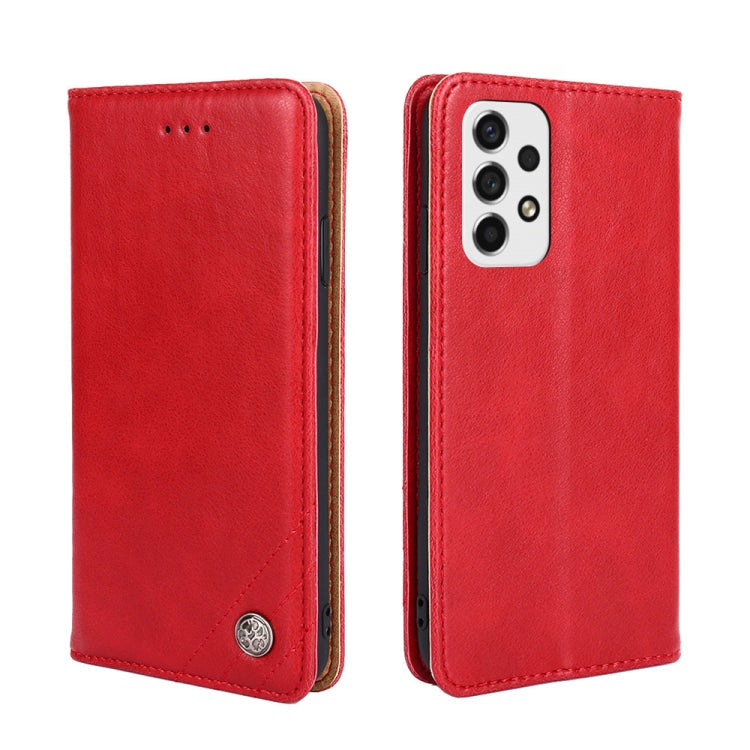For Samsung Galaxy A53 5G Non-Magnetic Retro Texture Leather Phone Case(Red)