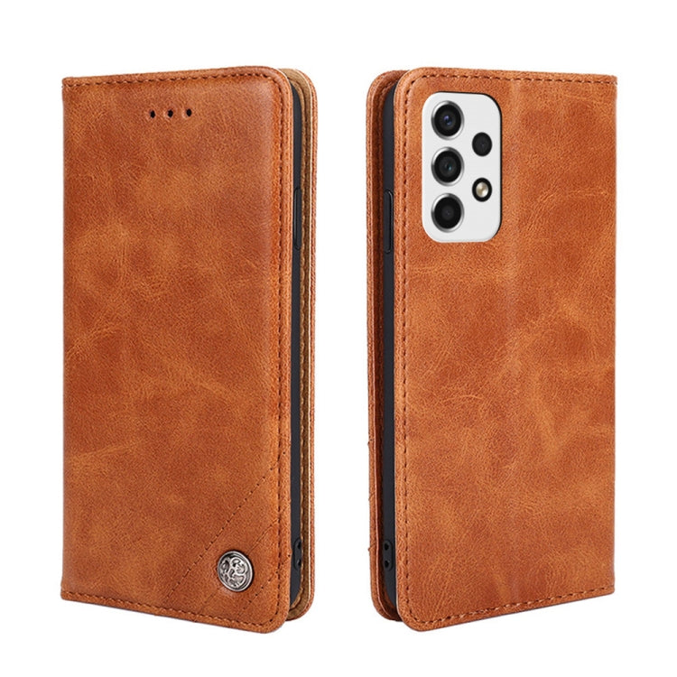 For Samsung Galaxy A53 5G Non-Magnetic Retro Texture Leather Phone Case(Brown)