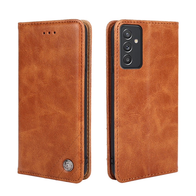 For Samsung Galaxy A82 5G / Quantum 2 Non-Magnetic Retro Texture Leather Phone Case(Brown)