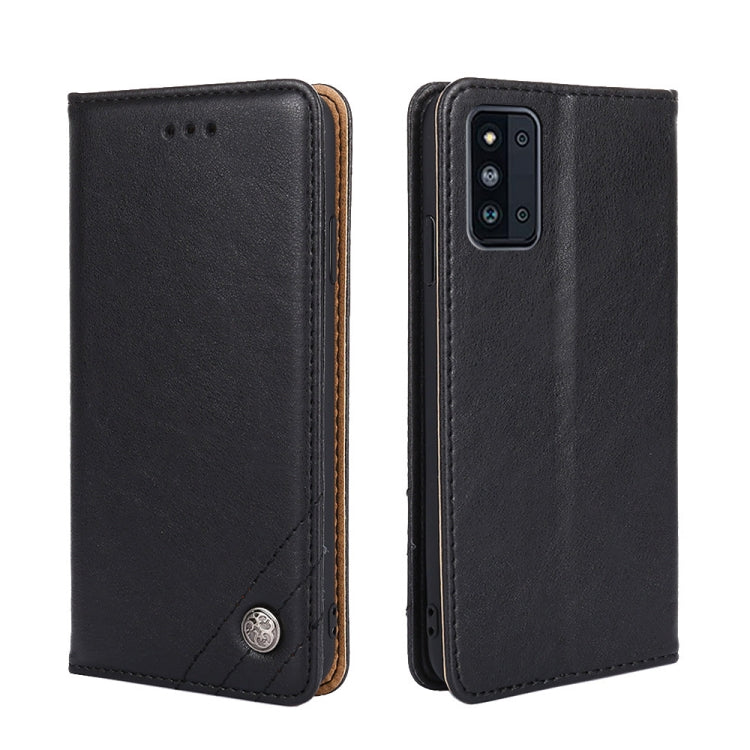 For Samsung Galaxy F52 5G Non-Magnetic Retro Texture Leather Phone Case(Black)