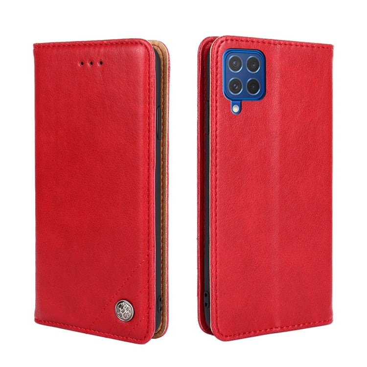 For Samsung Galaxy F62 / M62 Non-Magnetic Retro Texture Leather Phone Case(Red)