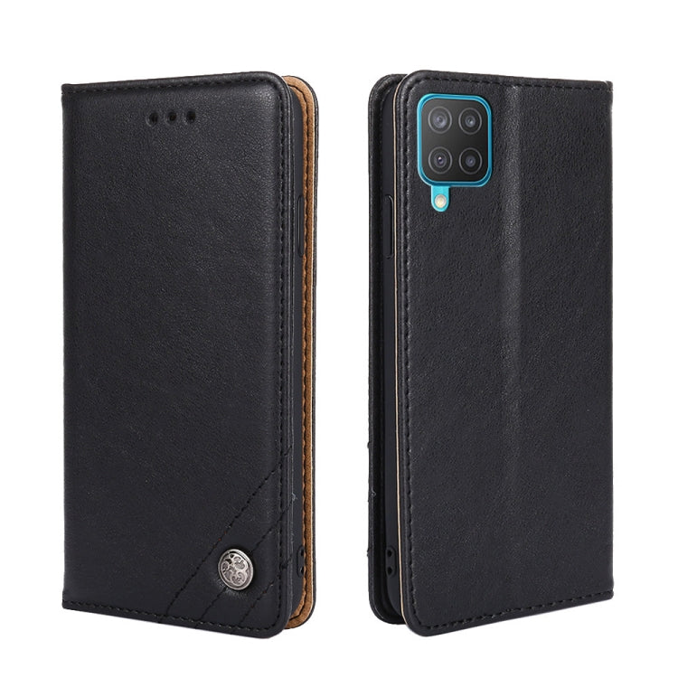 For Samsung Galaxy M12 / F12 Non-Magnetic Retro Texture Leather Phone Case(Black)