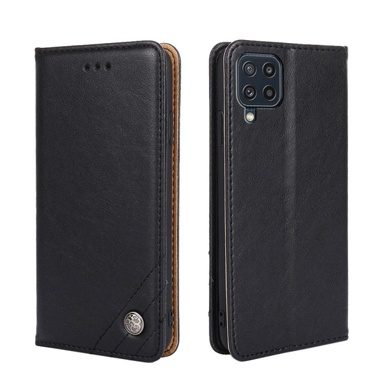 For Samsung Galaxy M32 Global Non-Magnetic Retro Texture Leather Phone Case(Black)