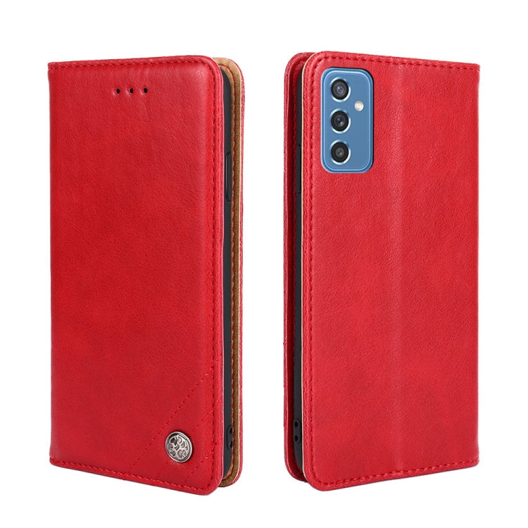 For Samsung Galaxy M52 5G Non-Magnetic Retro Texture Leather Phone Case(Red)