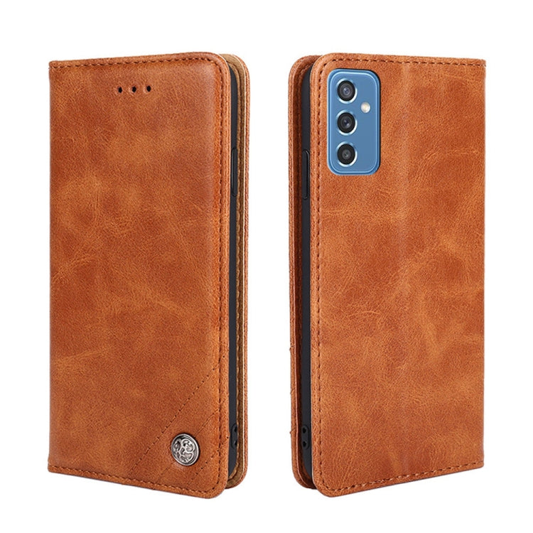 For Samsung Galaxy M52 5G Non-Magnetic Retro Texture Leather Phone Case(Brown)