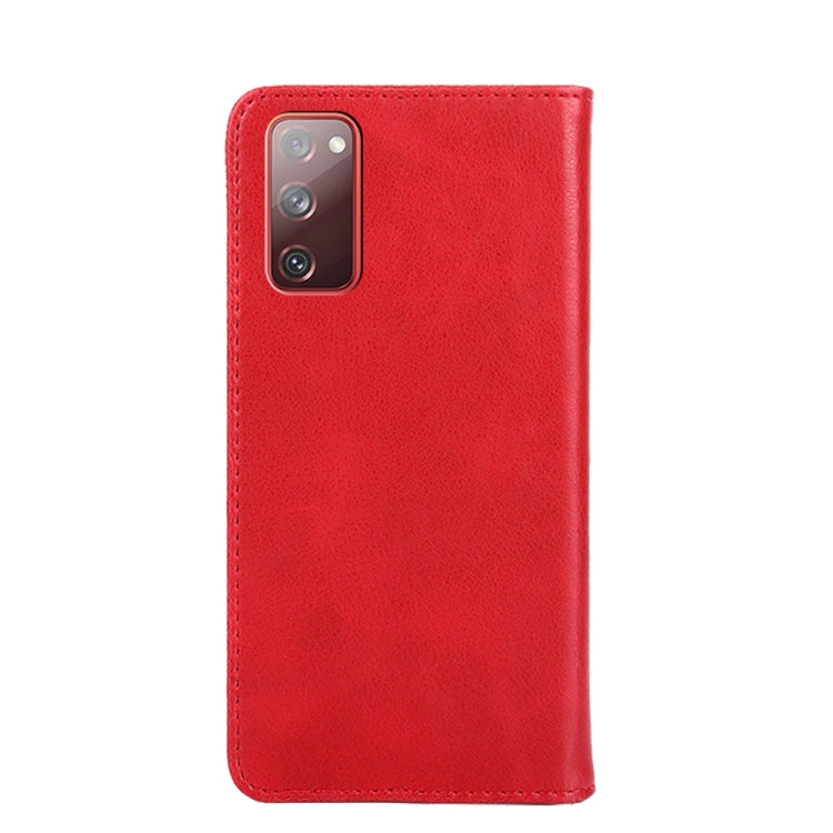 For Samsung Galaxy S20 FE Non-Magnetic Retro Texture Leather Phone Case(Red)
