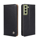 For Samsung Galaxy S21 FE Non-Magnetic Retro Texture Leather Phone Case(Black)