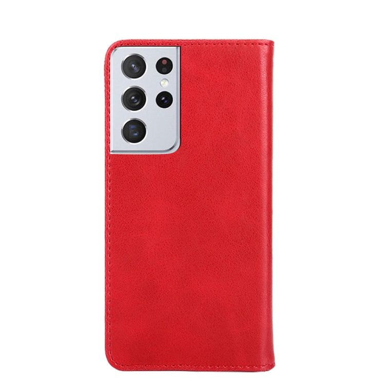 For Samsung Galaxy S21 Ultra 5G Non-Magnetic Retro Texture Leather Phone Case(Red)