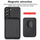 For Samsung Galaxy S22 5G Carbon Fiber Leather Card Magsafe Phone Case(Black)
