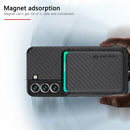 For Samsung Galaxy S22 5G Carbon Fiber Leather Card Magsafe Phone Case(Black)