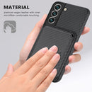 For Samsung Galaxy S22 5G Carbon Fiber Leather Card Magsafe Phone Case(Black)