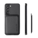 For Samsung Galaxy S21 5G Carbon Fiber Leather Card Magsafe Phone Case(Black)