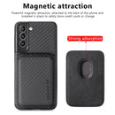 For Samsung Galaxy S21 5G Carbon Fiber Leather Card Magsafe Phone Case(Black)