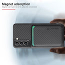 For Samsung Galaxy S21 5G Carbon Fiber Leather Card Magsafe Phone Case(Black)